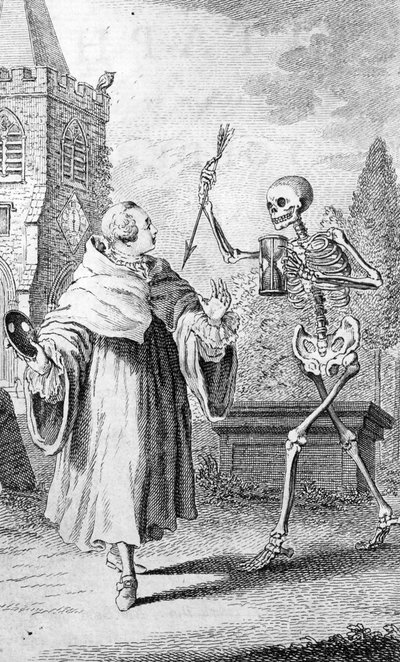 Frontispício de &39;Select Epitaphs&39; por William Toldervy, gravado por Louis Philippe Biotard (fl.1738-63), imprimido em 1755 de Thomas Worlidge